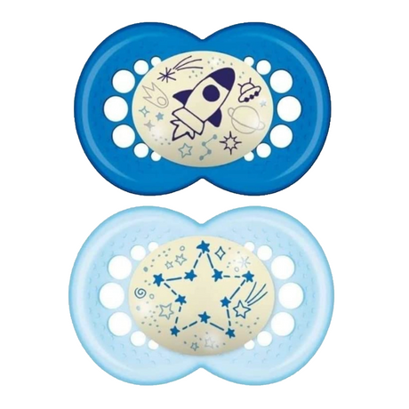 2 Chupetes Nocturnos Silicona SkinSoft MAM Original Night 16m+