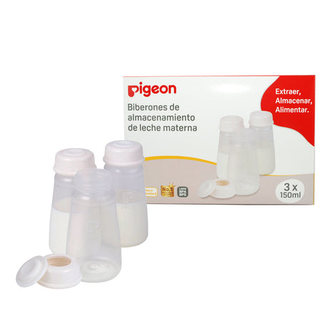 Pack Mamaderas de Almacenamiento PIGEON Boca Standard 3 Un. x 150ml