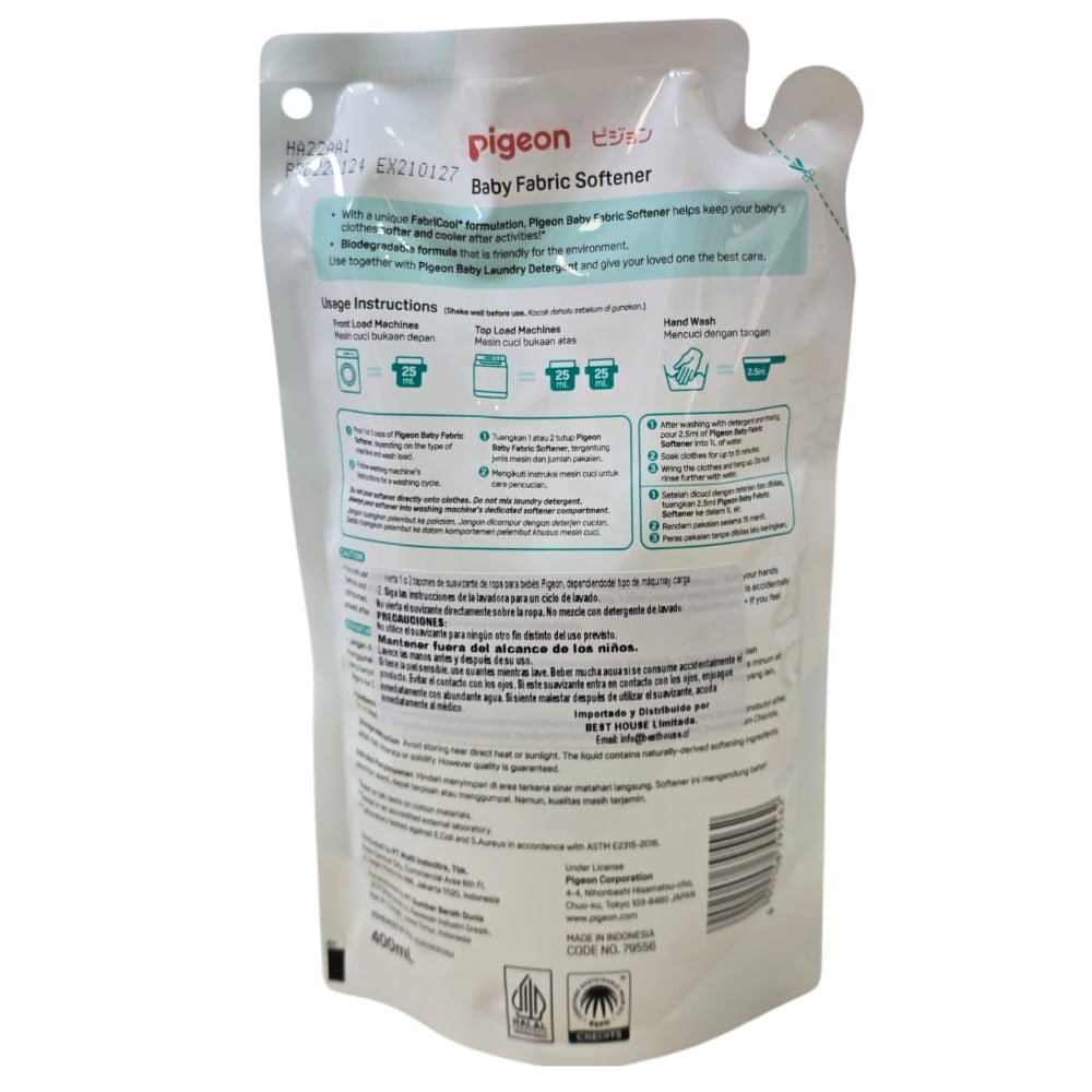 Suavizante De Ropa Para Bebés Recarga 400ml