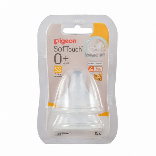 Tetina Boca Ancha SofTouch PIGEON SS 0m+, 2 Unidades