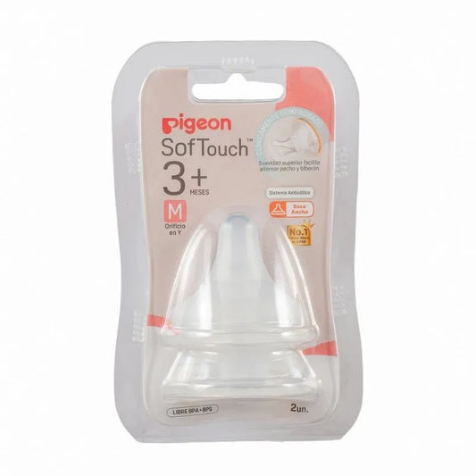 Tetina Boca Ancha SofTouch PIGEON M 3m+, 2 Unidades