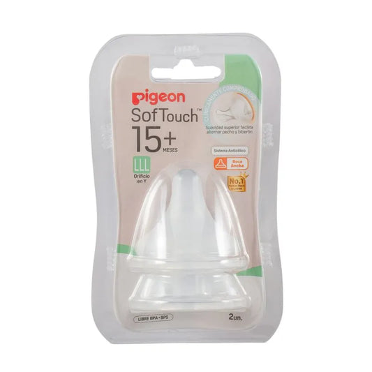 Tetina Boca Ancha SofTouch PIGEON LLL 15m+, 2 Unidades