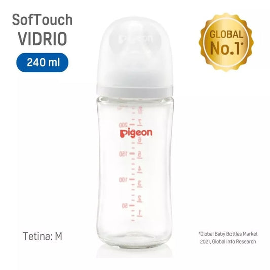 Mamadera Softouch Pigeon Vidrio 240ml 3m+