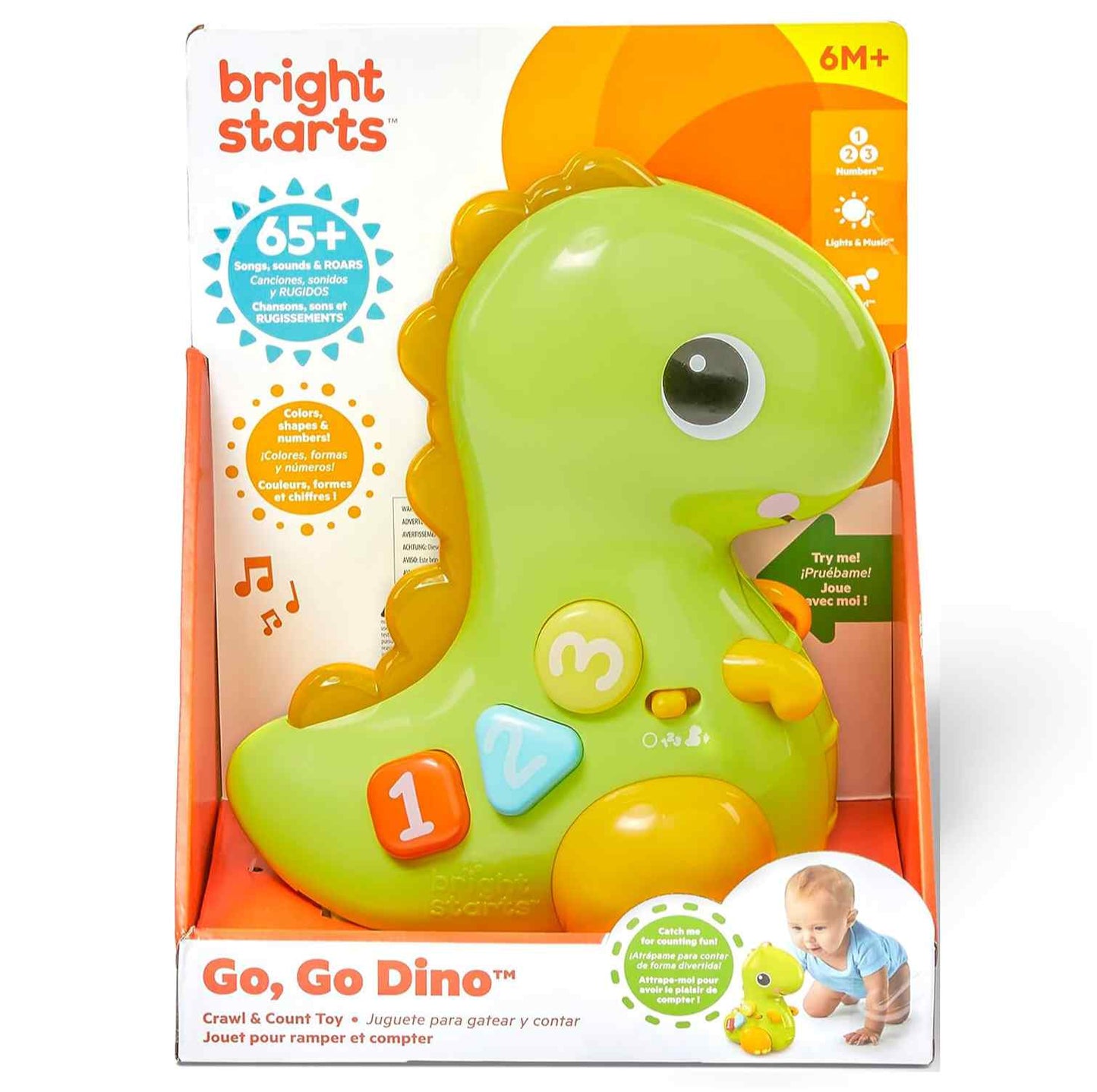 Juguete para Bebés Go, Go, Dino BRIGHT STARTS Crawl & Count 6 meses+