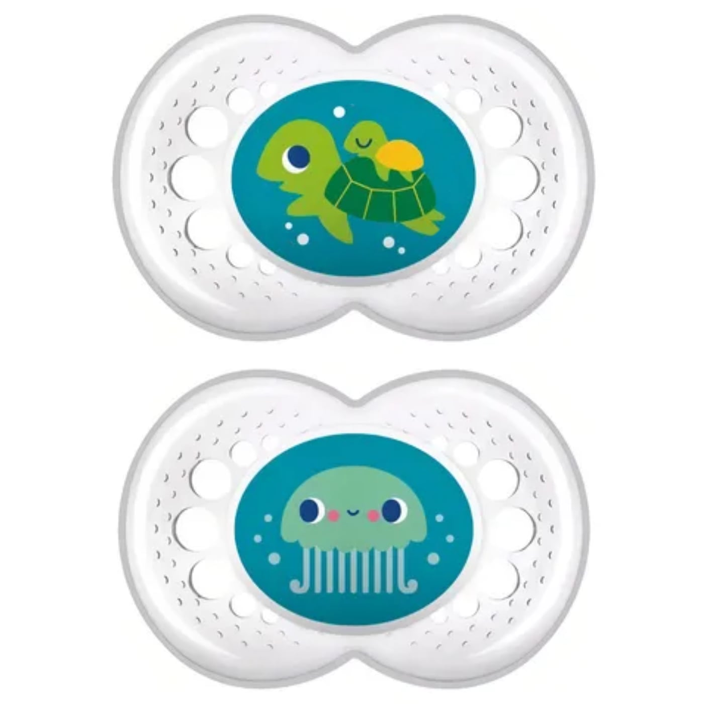 2 Chupetes de Silicona SkinSoft MAM Crystal con Caja Esterilizadora, 6 Meses +