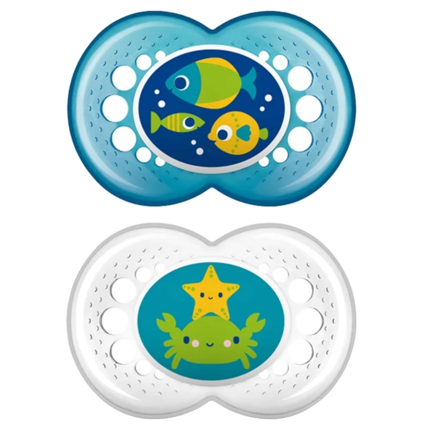 2 Chupetes de Silicona SkinSoft MAM Crystal con Caja Esterilizadora, 6 Meses +