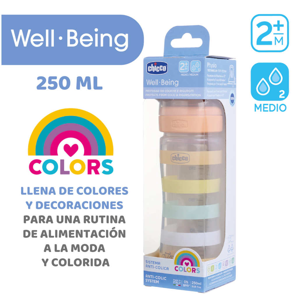 Mamadera de Plástico CHICCO Well-Being PP 250 ml 2m+