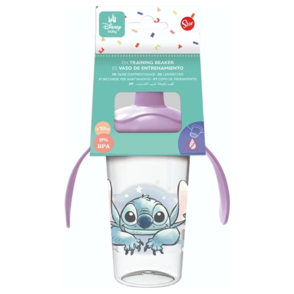 Vaso de Entrenamiento con Asas y Boquilla rígida DISNEY 295ml Stitch 10m+