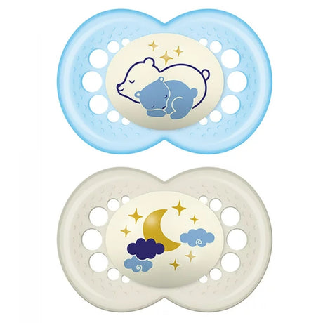 2 Chupetes Nocturnos Silicona SkinSoft MAM Original Night 6m+