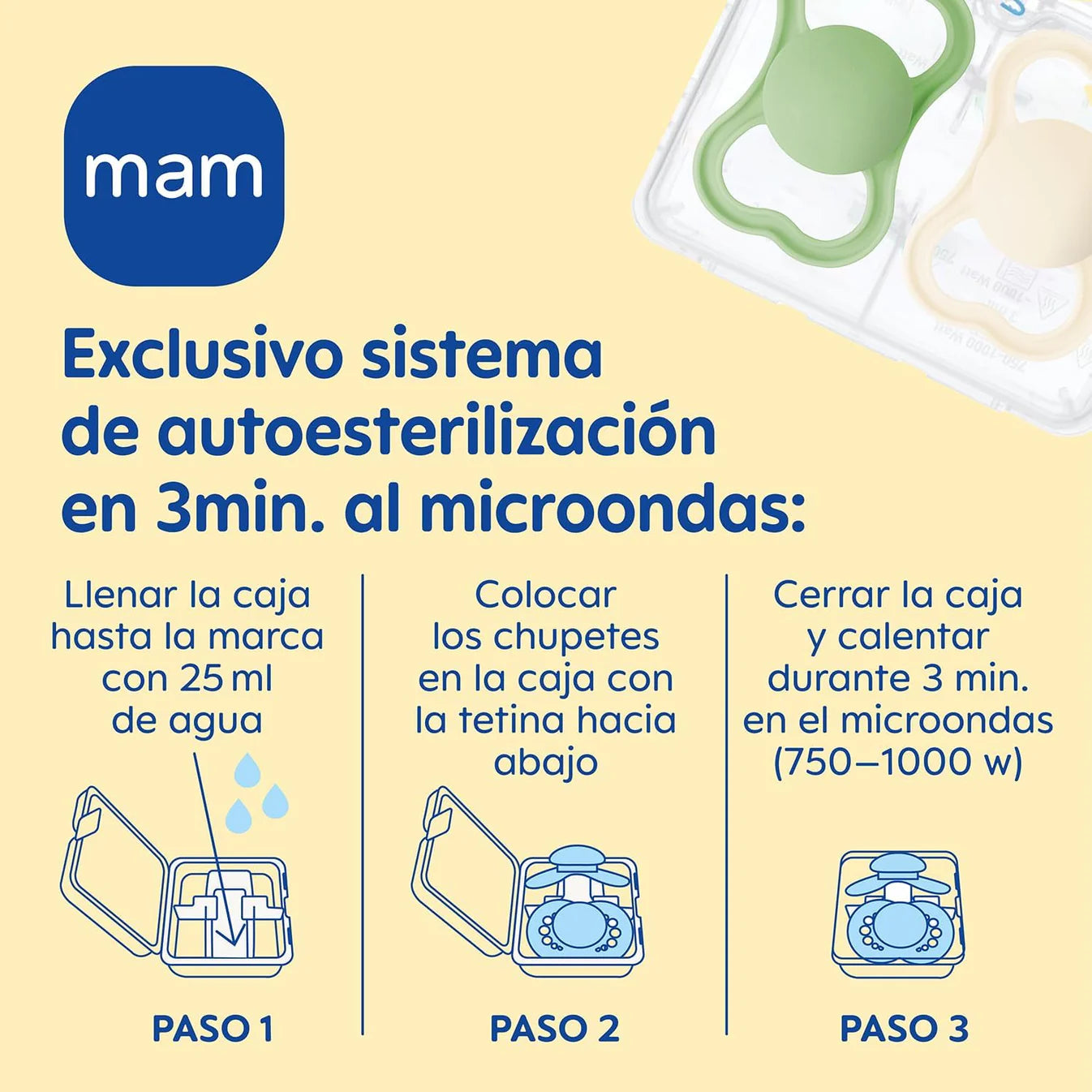 2 Chupetes MAM Air con Caja Esterilizadora 6m+