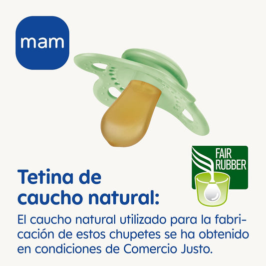 2 Chupetes de Látex de Caucho Natural MAM Start 0-2m+