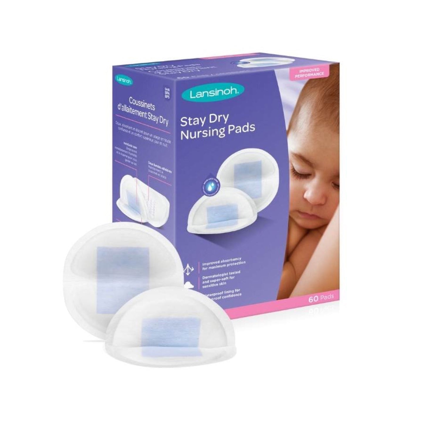 Empaque Absorbentes desechables Lansinoh Stay Dry 60 unidades