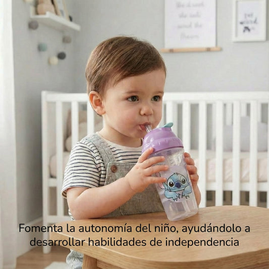 Vaso con Bombilla Flexible 295ml Stitch DISNEY 18-24m+