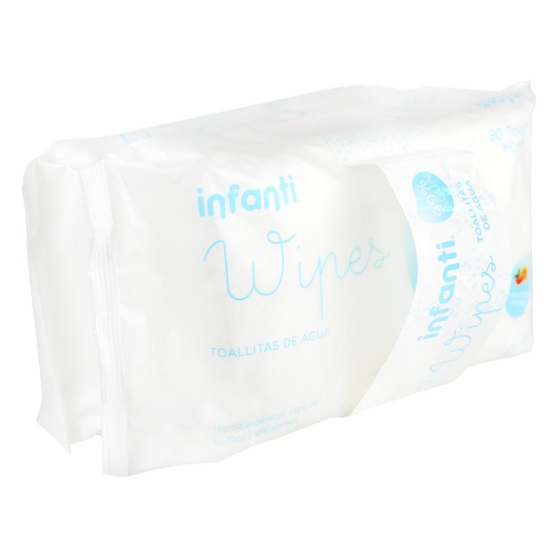 Pack Toallitas Húmedas de Agua INFANTI Wipes 2 x 80 Un.