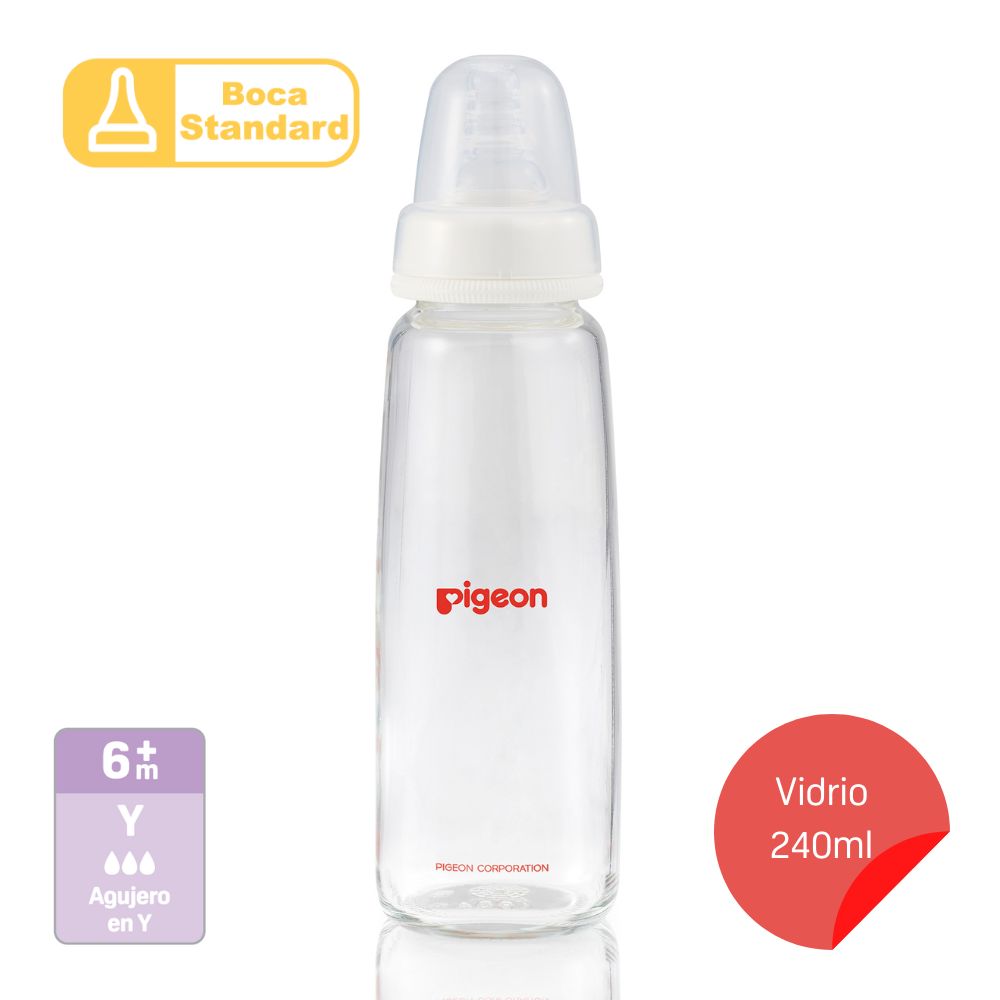 Mamadera Vidrio PIGEON Flexible 6 meses+, 240ml