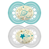 2 Chupetes Nocturnos Silicona SkinSoft MAM Original Night 16 meses+