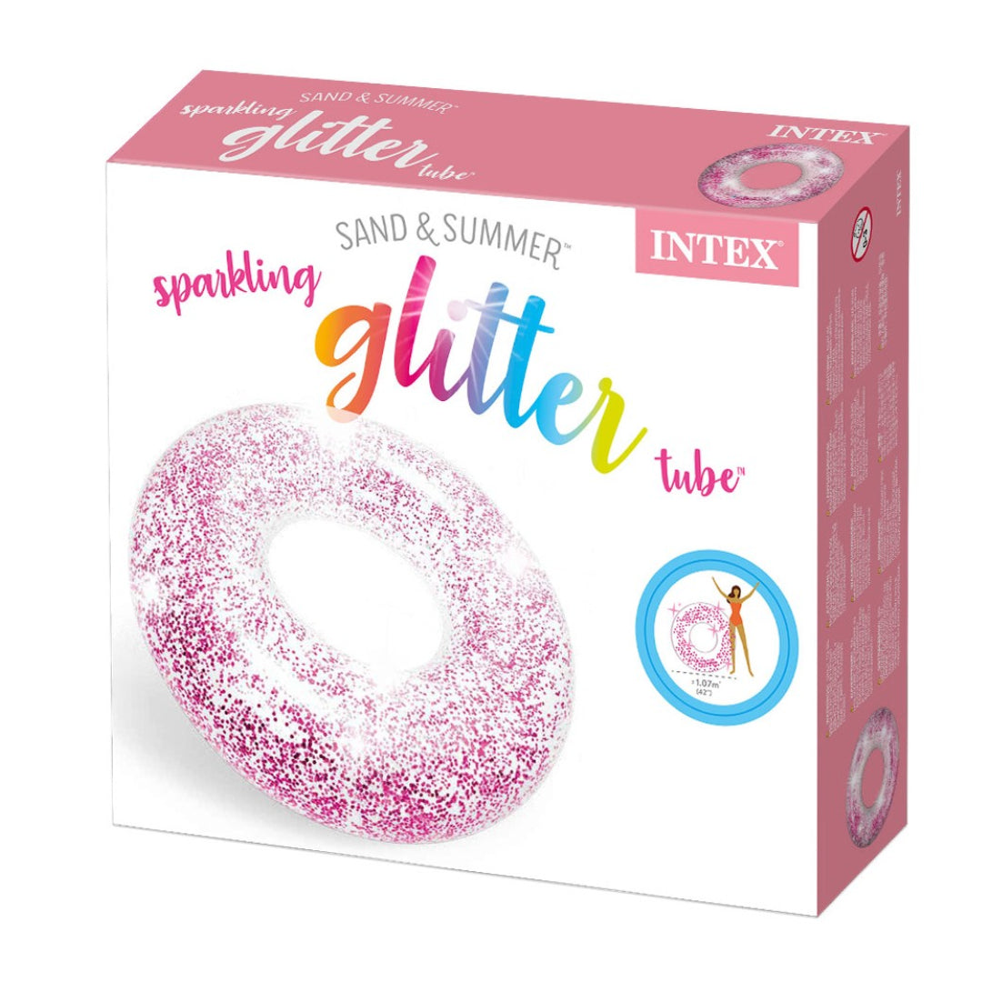 Flotador Anillo Transparente Glitter INTEX, Colores Surtidos