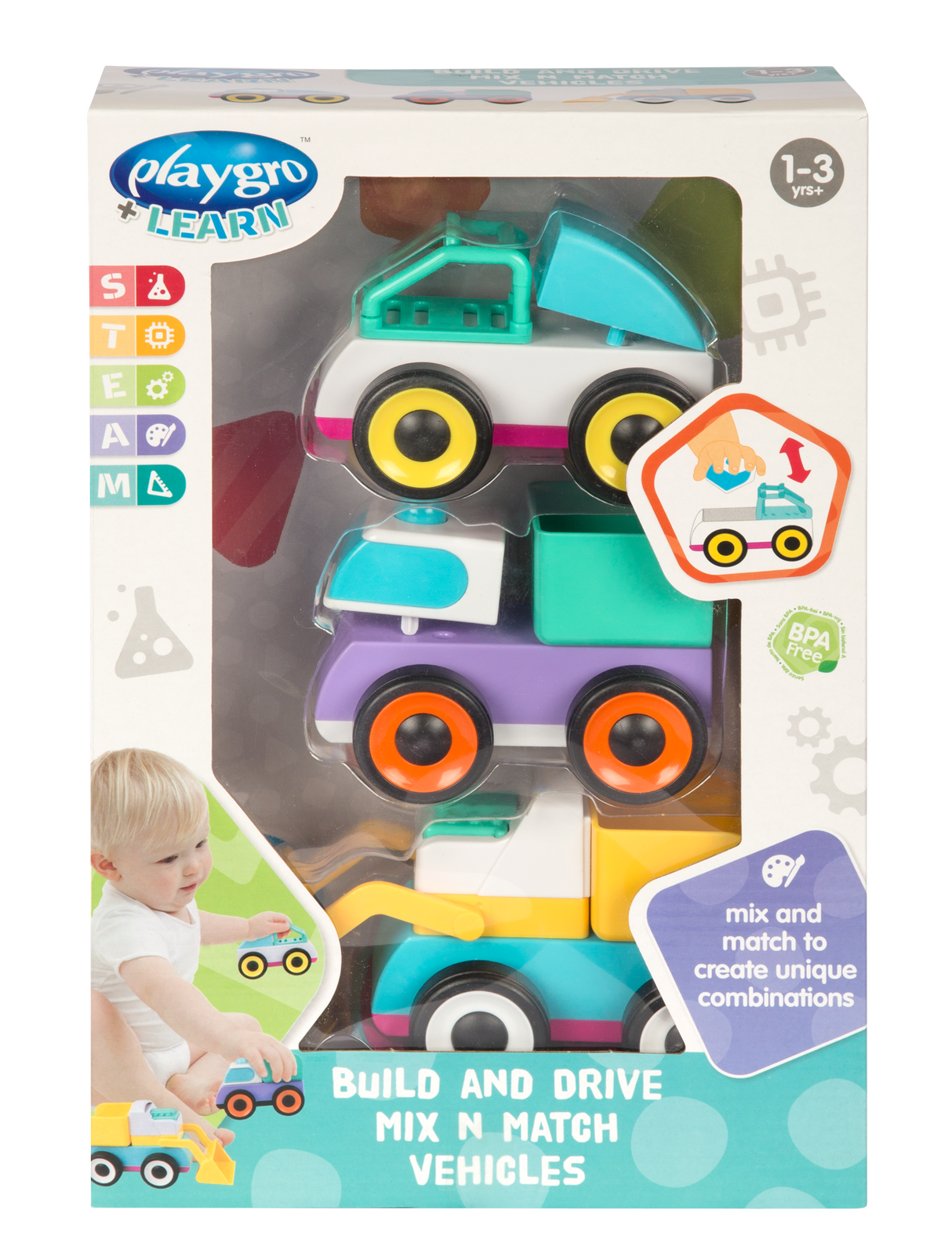 Set de Autos PLAYGRO Construye Mezcla y Juega