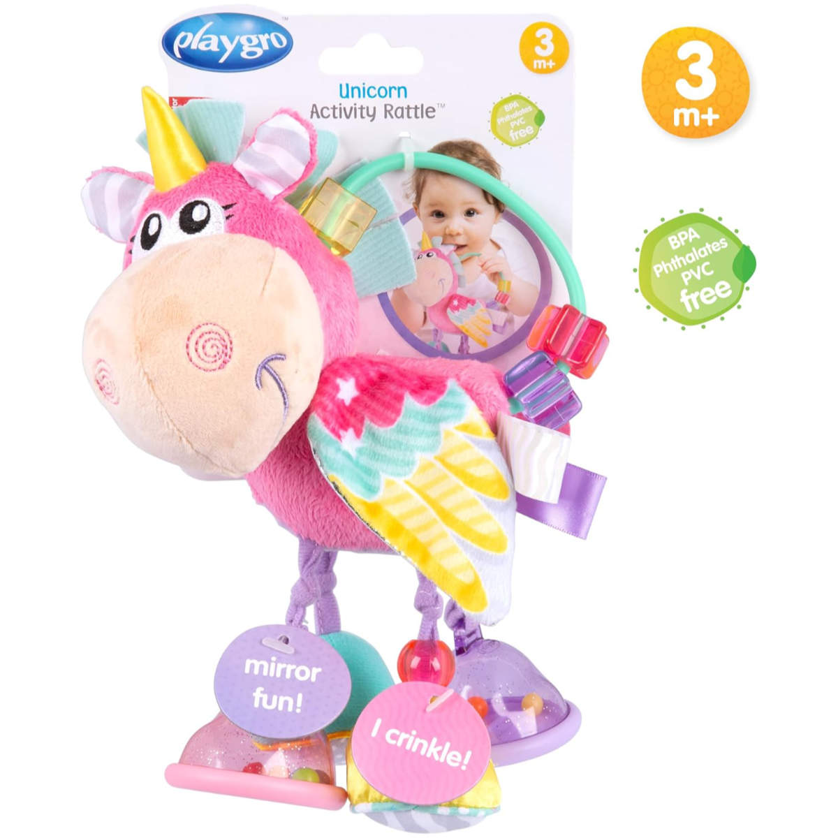 Sonajero Unicornio con Actividades PLAYGRO Clip Clop Rosado