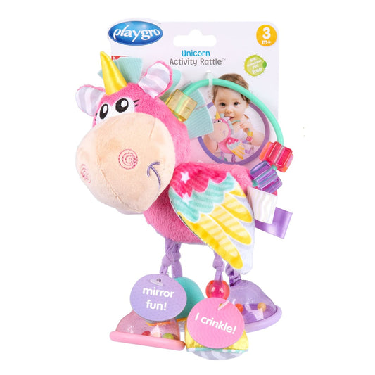 Sonajero Unicornio con Actividades PLAYGRO Clip Clop Rosado