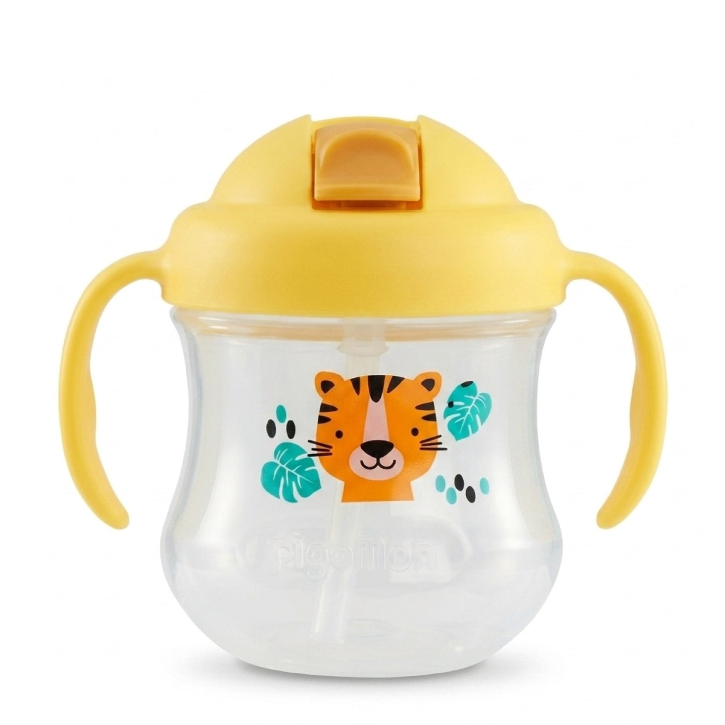 Vaso Pigeon MagMag amarillo con tapa cerrada antiderrame