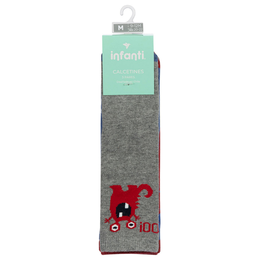 Tripack Calcetines INFANTI Funny Monsters