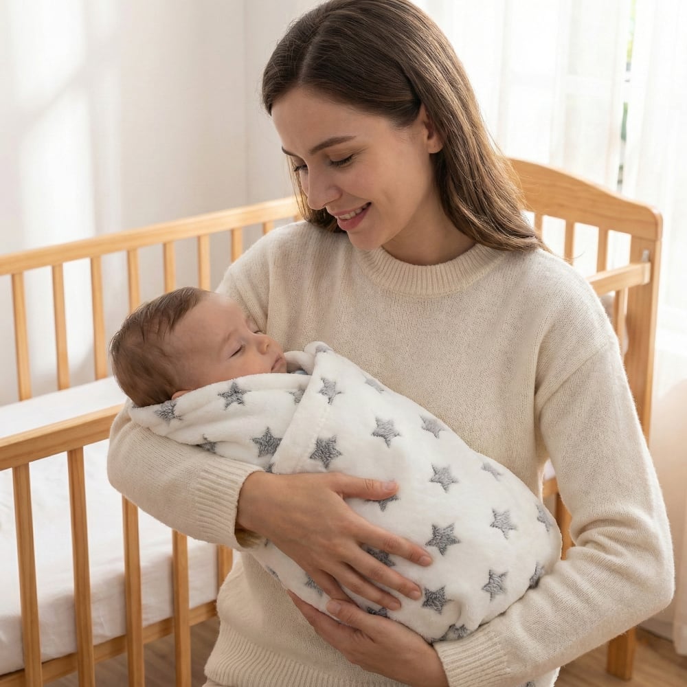 Frazada Cuna INFANTI con Estrellas Gris