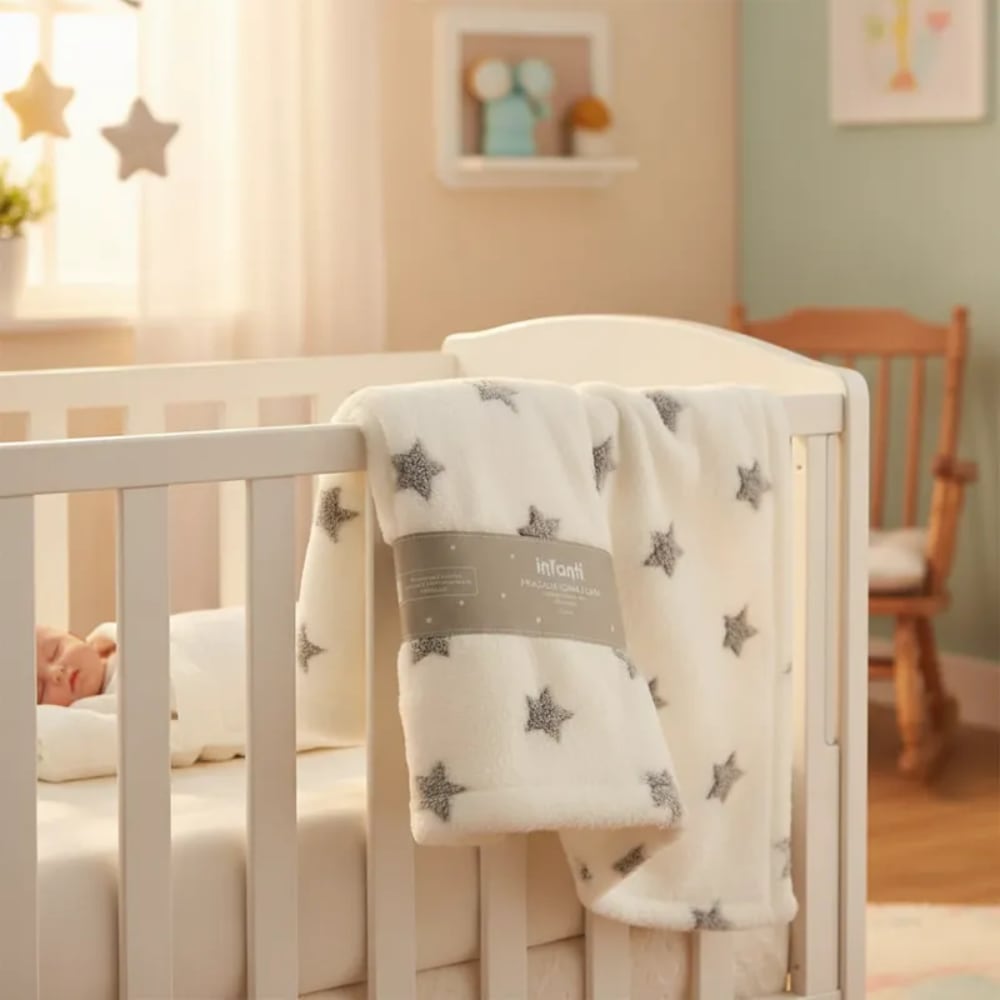 Frazada Cuna INFANTI con Estrellas Gris