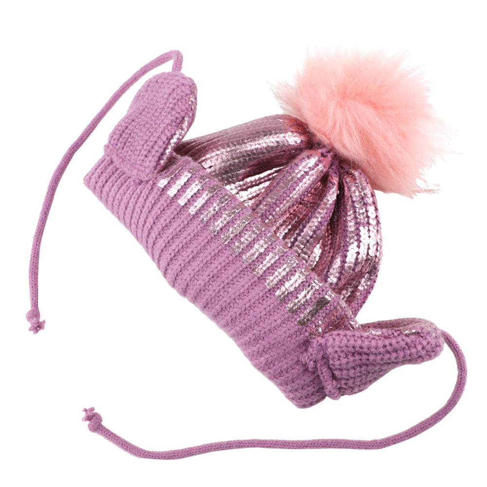 Gorro Pompón Orejitas INFANTI Talla 2-3 Años, Rosado