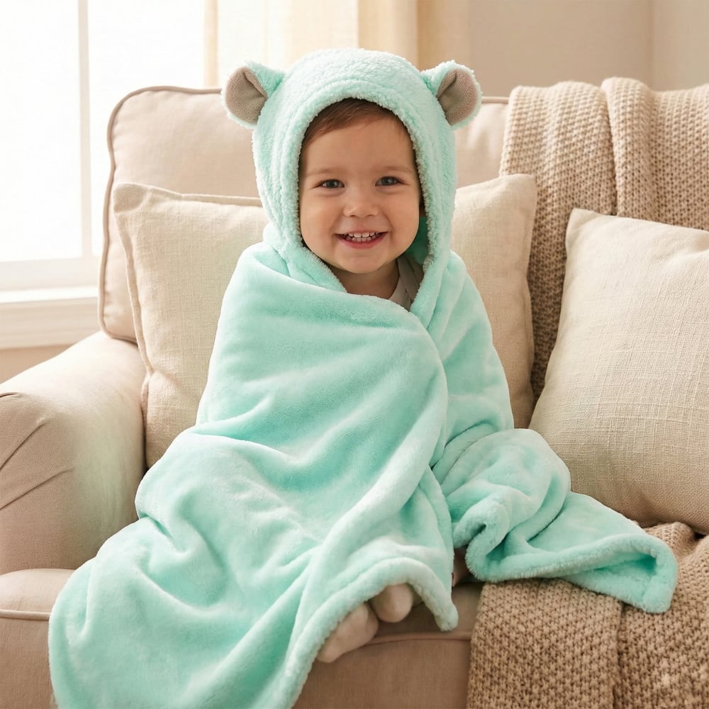 Frazada Poncho Sherpa Menta INFANTI