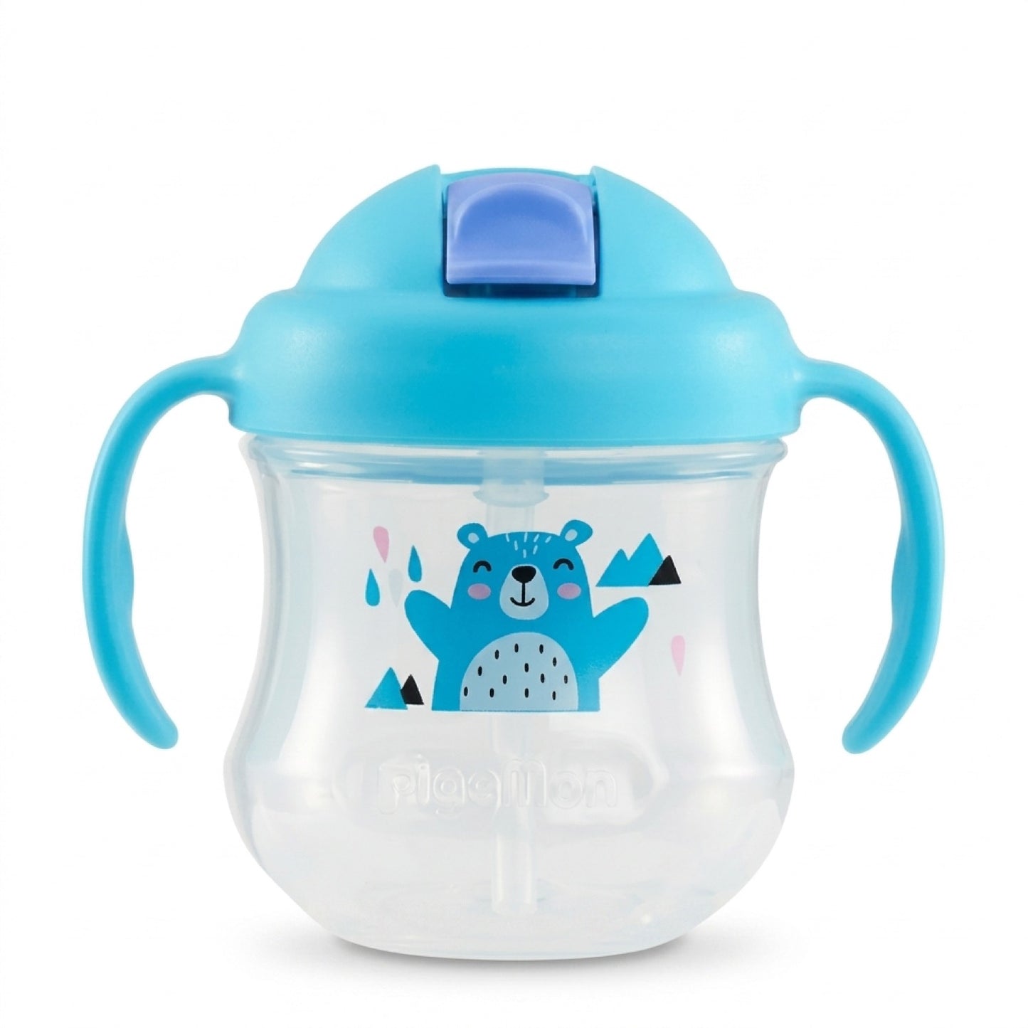 Vaso Pigeon MagMag celeste con tapa cerrada antiderrame