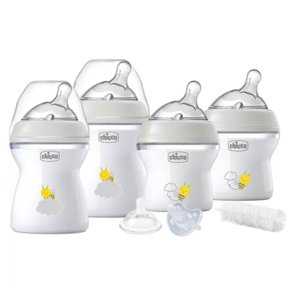 Set Recién Nacido Natural Feeling 4 Mamadera más chupete CHICCO