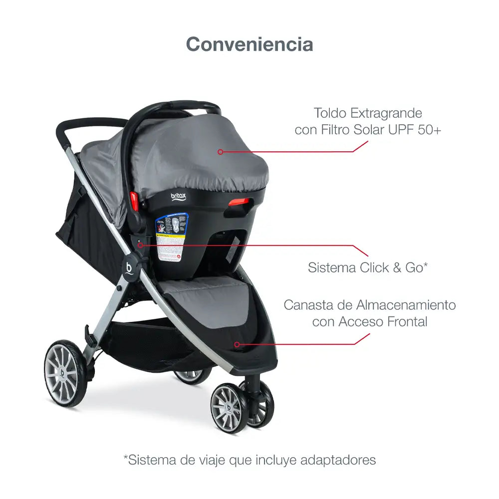 Coche Travel System BRITAX B-Lively/ B-Safe Gen2 Flexfit Fog