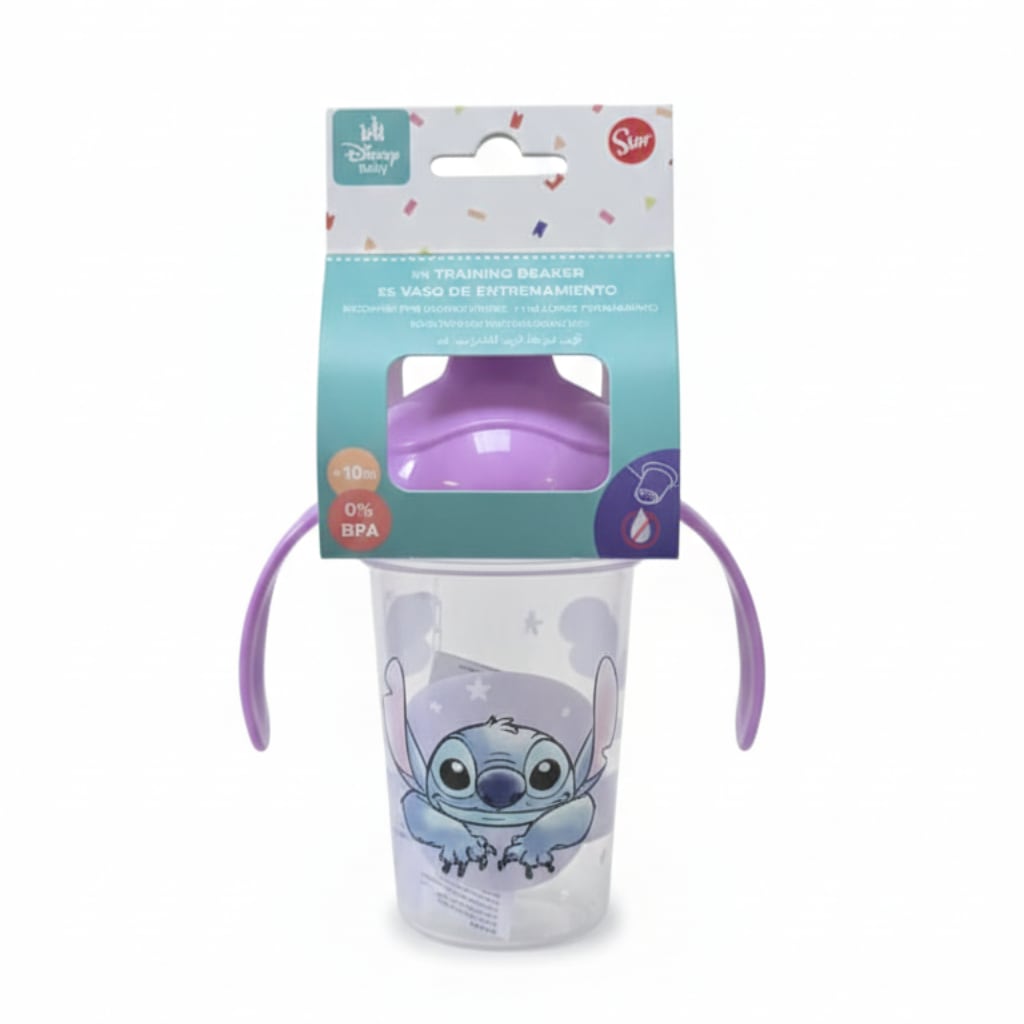 Vaso de Entrenamiento con Asas y Boquilla rígida DISNEY 295ml Stitch 10m+