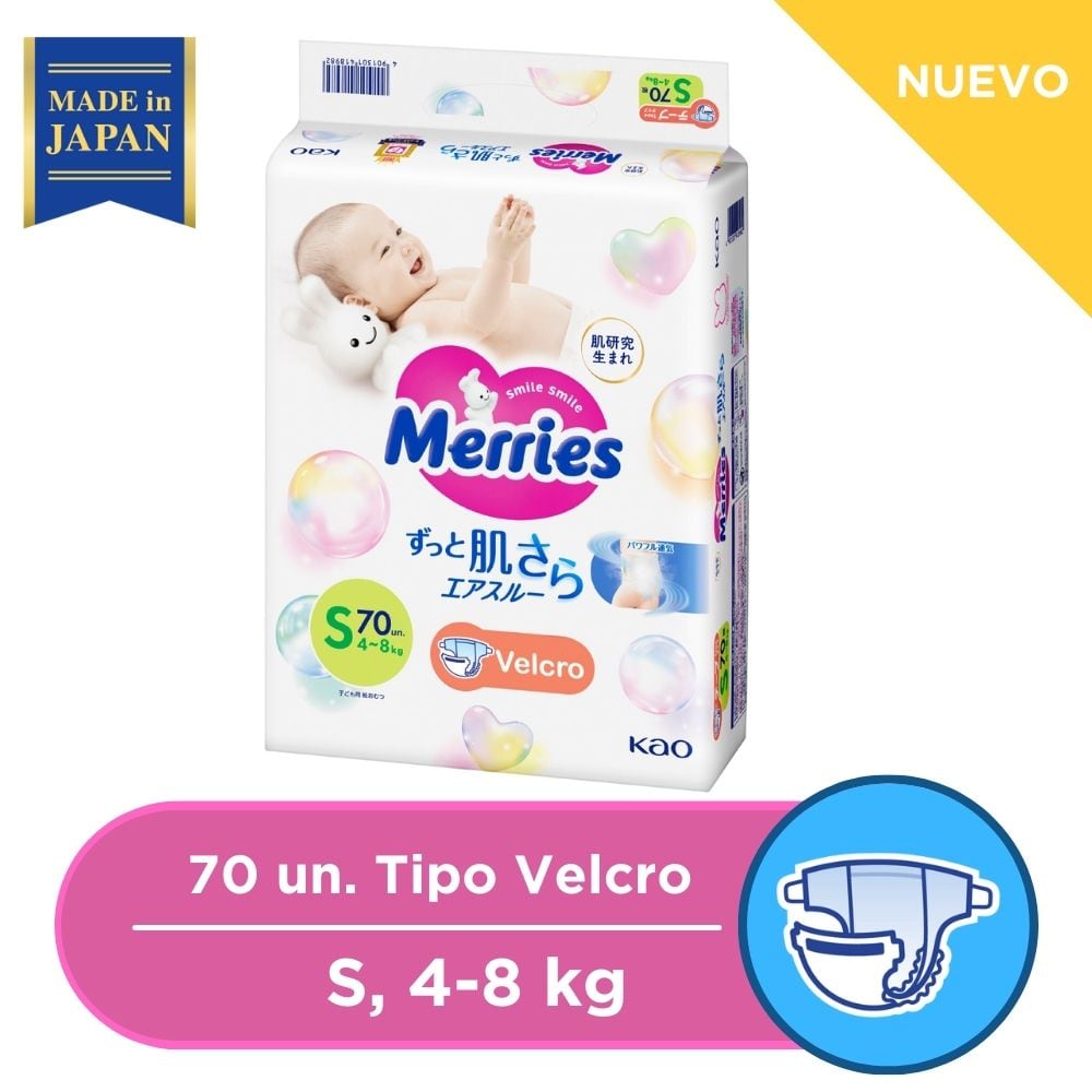 Pañales Velcro Merries Talla S - 70 Unidades