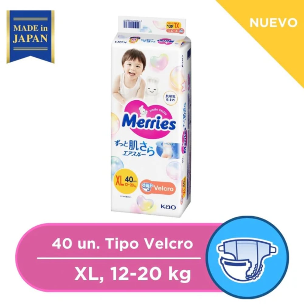 Pañales Velcro Merries Talla XL - 40 Unidades