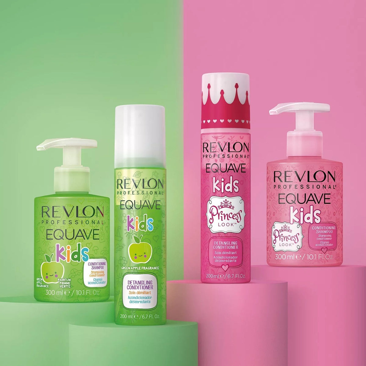 Línea Revlon Equave Kids: shampoo y acondicionador manzana verde y Princess Look