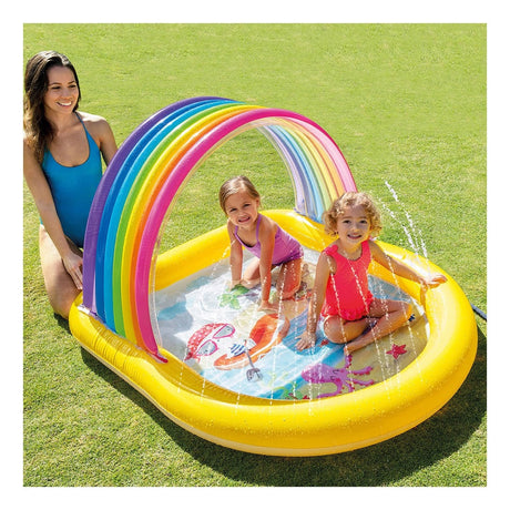 Piscina Inflable Arcoiris con Rociador INTEX