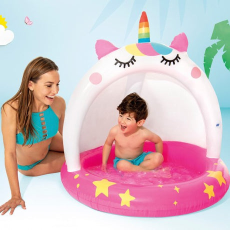 Piscina Infantil Intex Unicornio con Parasol Para Niños 1- 3 Años