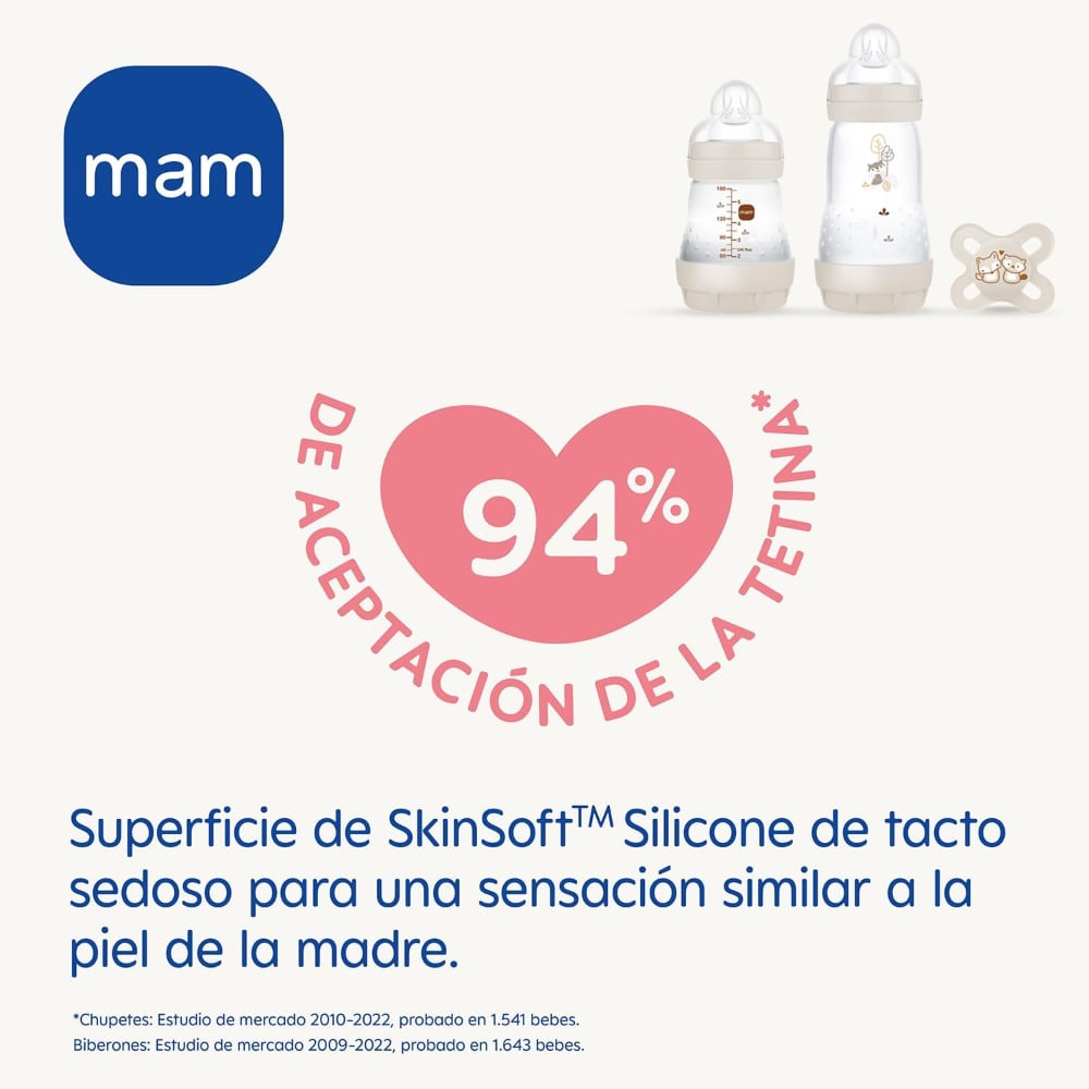 Set Recién Nacido 2 Mamaderas más Chupete MAM Easy Start