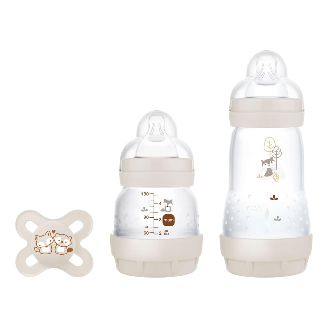 Set Recién Nacido 2 Mamaderas más Chupete MAM Easy Start Diseños variados
