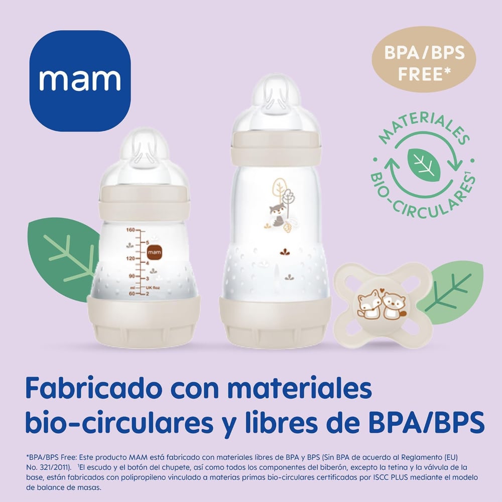 Set Recién Nacido 2 Mamaderas más Chupete MAM Easy Start