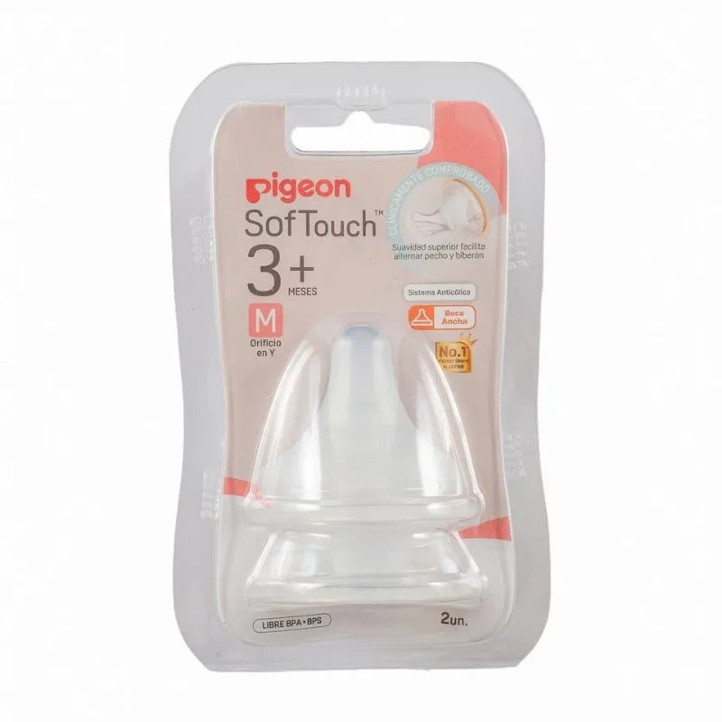 Tetina Boca Ancha SofTouch PIGEON M 3 meses+, 2 Unidades