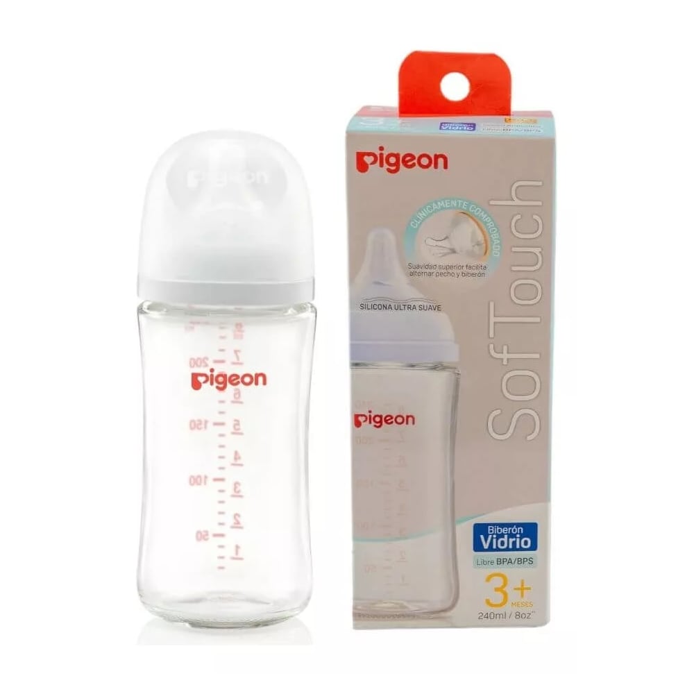 Mamadera Softouch Pigeon Vidrio 240ml 3m+