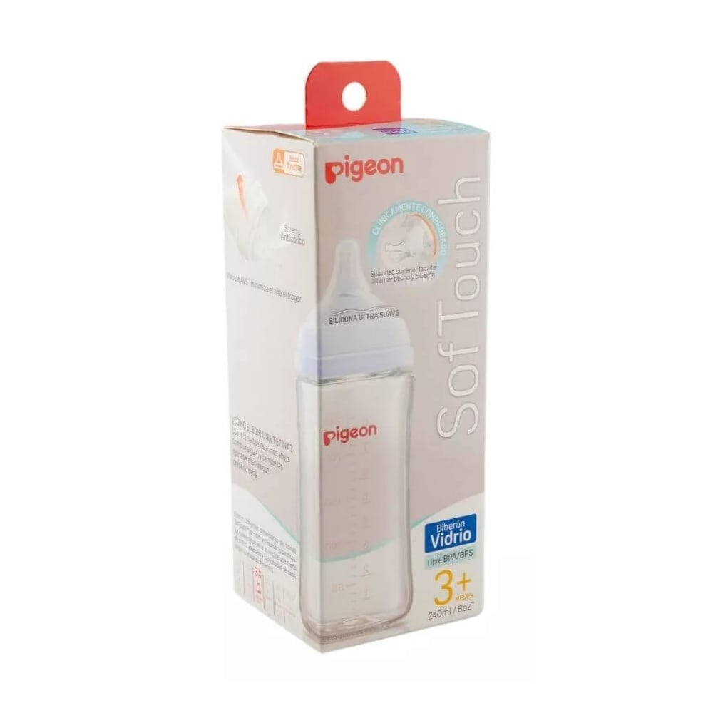 Mamadera Softouch Pigeon Vidrio 240ml 3m+