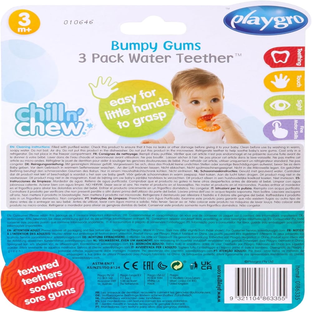 Tripack Mordedores de Agua Bumpy Gums PLAYGRO