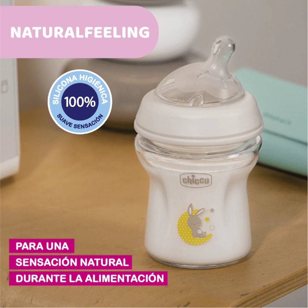 Mamadera Natural CHICCO Feeling Vidrio 150ml 0m+