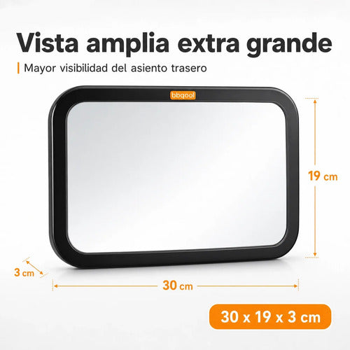 Espejo Retrovisor Para Bebé Auto Bbqool Mirror Xl Extra Gran