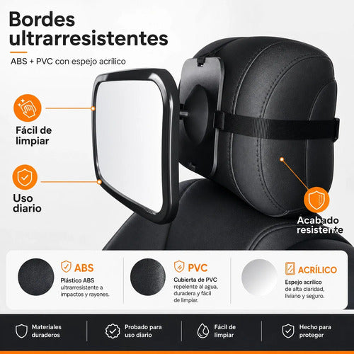 Espejo Retrovisor Para Bebé Auto Bbqool Mirror Xl Extra Gran
