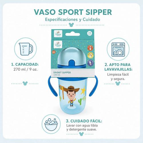 Vaso Antiderrame Toy Story Sipper Cup Con Bombilla 270ml +6m
